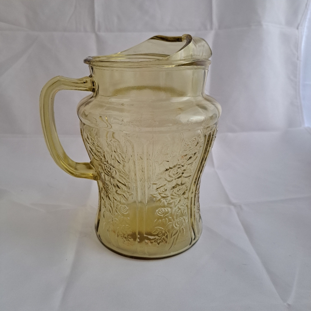Vintage Federal Glass Sharon Cabbage Rose Pitcher - Picture 2 of 8